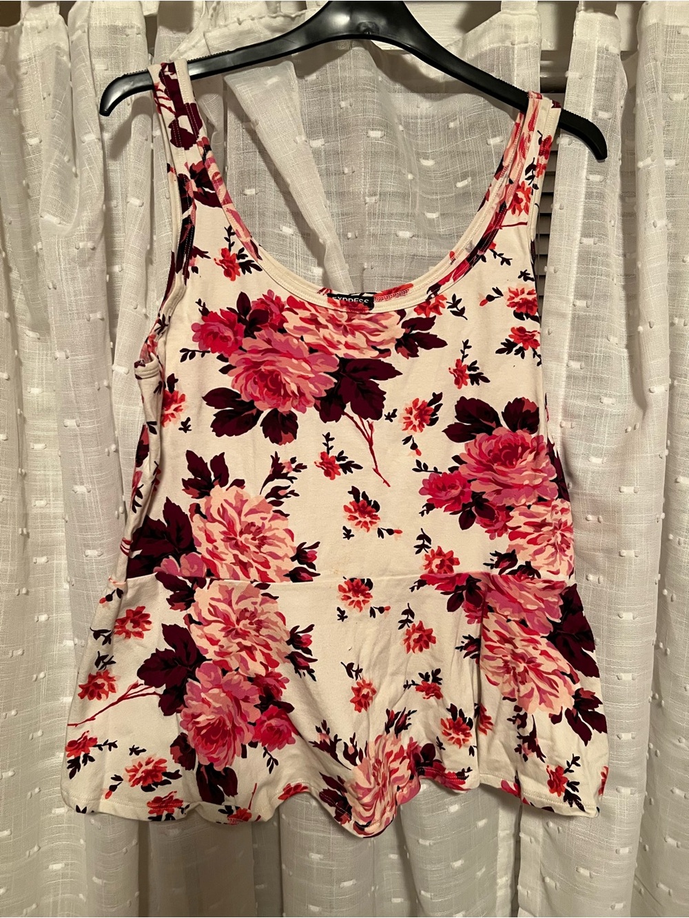 Express Pink Floral Scoop Tank Top